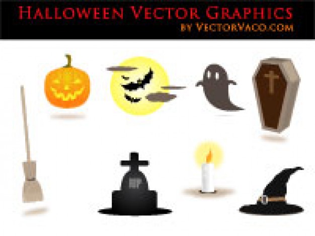 halloween vectors with pumpkin ghost bat witch etc