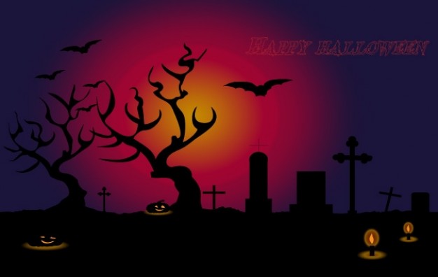 happy halloween with red and purple background