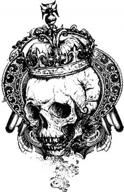 Heraldry wicked Genealogy skull with crown about Coat of arms Art