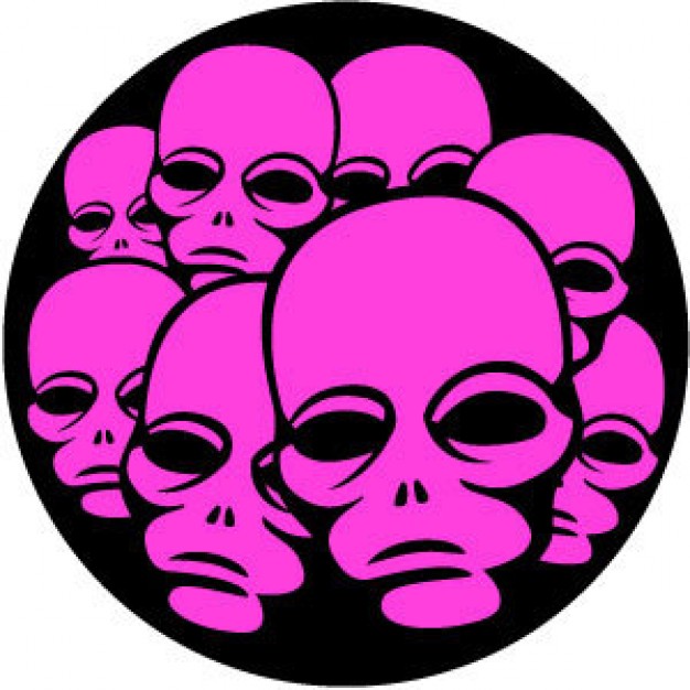 Holidays pink Chicago alien faces with black circle background