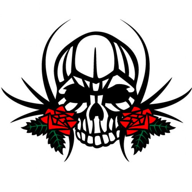 Human skull human arounded with two roses about Roses Plants