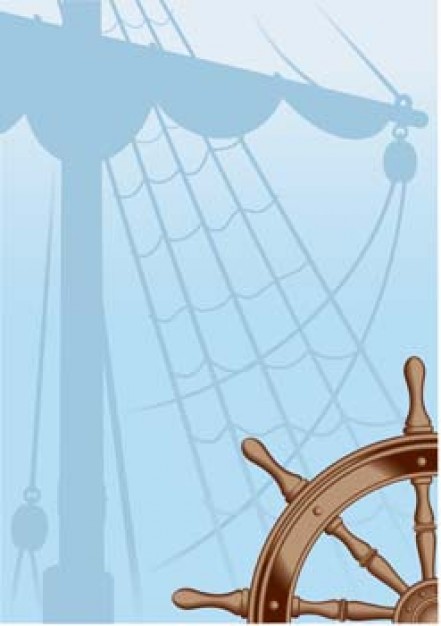 marine life pattern with rudder sail background