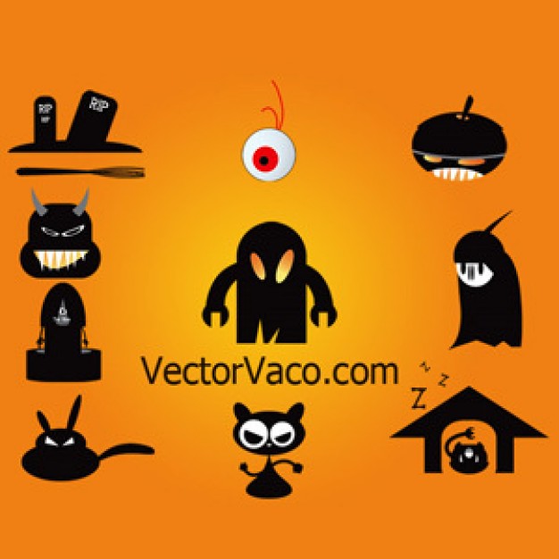 monsters in black solid with orange background