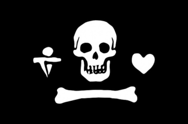 pirate flag stede bonnet with dark background clip art