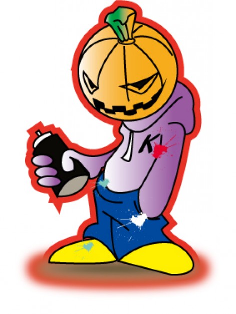 pompkin man material with purple clothing