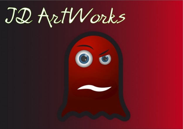 red ghost artworks with red background