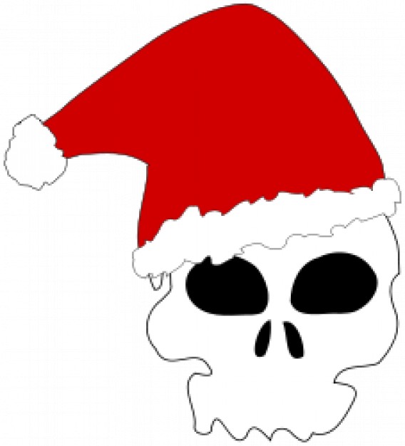 santa skull with red Christmas hat