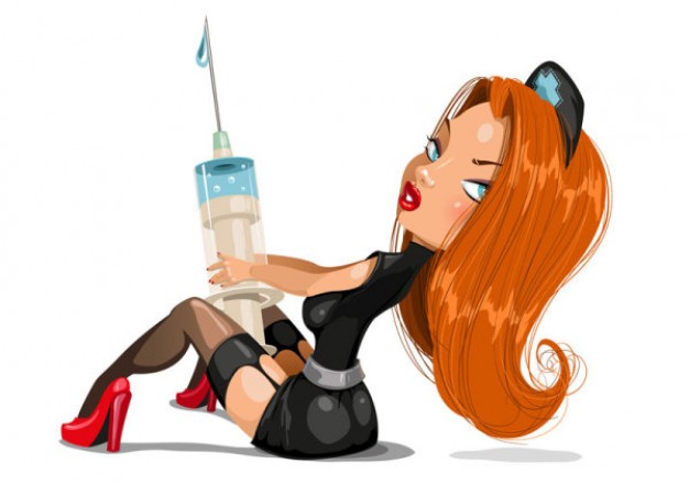 sexy beauty cartoon with needles