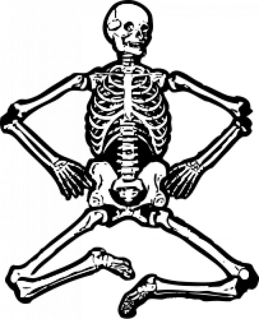 skeleton sitting clip art with white background
