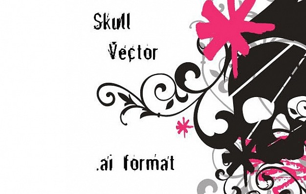 skull ai with flower and swirls background