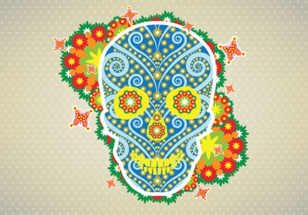 Skull and Bones flower Skull Tower skull illustration with grey background about Capela dos Ossos Ri