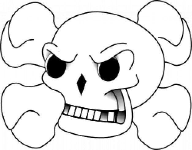 skull and bones with angry expression