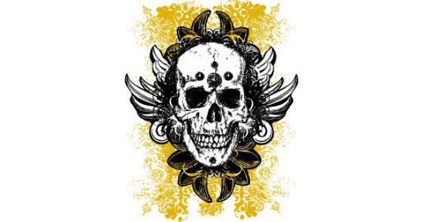 skull front view with yellow background