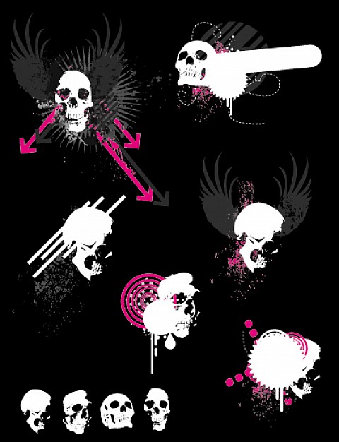 skull vectors with dark background for T-shirt pattern