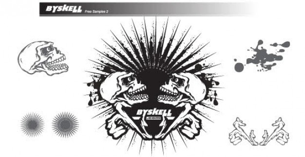 skull with sunburst with white background