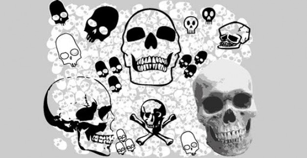 skulls clip art with grey background