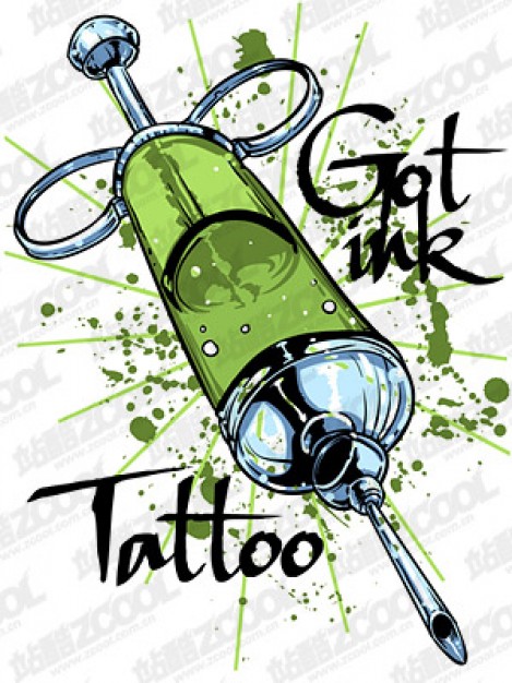 stock illustration trend syringe topic with green liquid