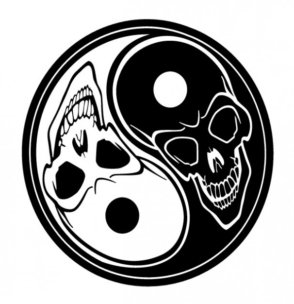 Taijitu skulls Yin-Yang symbol tatoo about Taoism Tao Te Ching