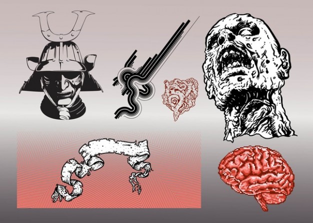 terror graphics pack like Zombie cerebrum with grey background