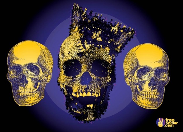 terror skulls with blue and dark background