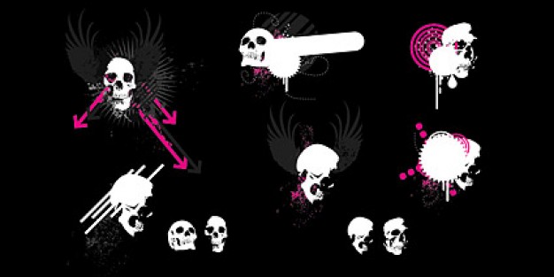 the white trend skull elements with wings material dark background