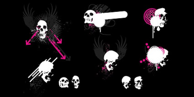 The White Trend Skull Elements With Wings Material Dark Background