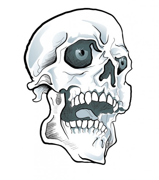 Tongue-twister skull with eyes and tongue about Rhymes Literature