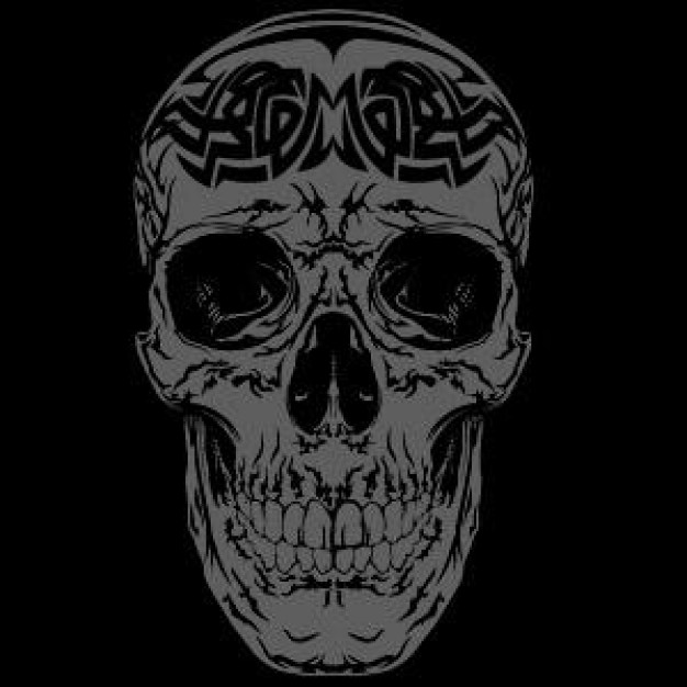 tribal skull with dark background