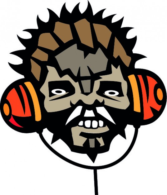 ugly man with headphones front view
