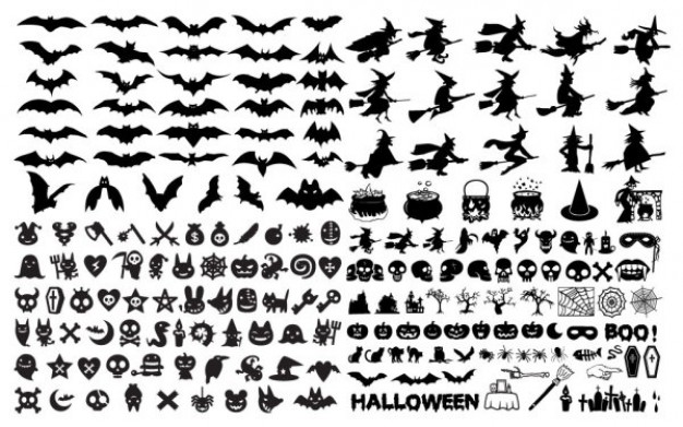 variety of halloween elements with white background