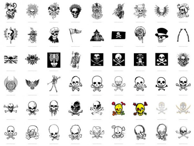 variety of skull collection with white background for T-shirt design