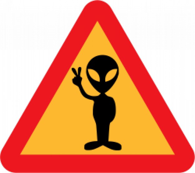warning for aliens with red border triangle