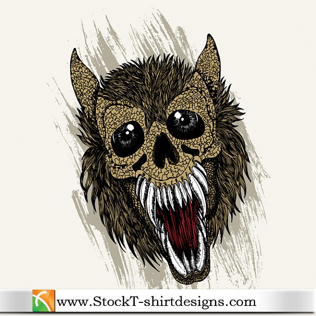 wolf monster face for t-shirt design