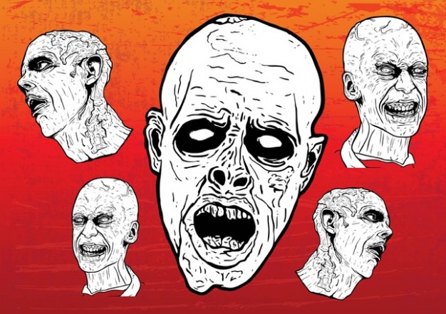 zombie vectors with red and orange background